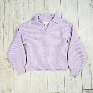 New Anthropologie Wool Balloon Sleeve Lilac Sweater Size Small
